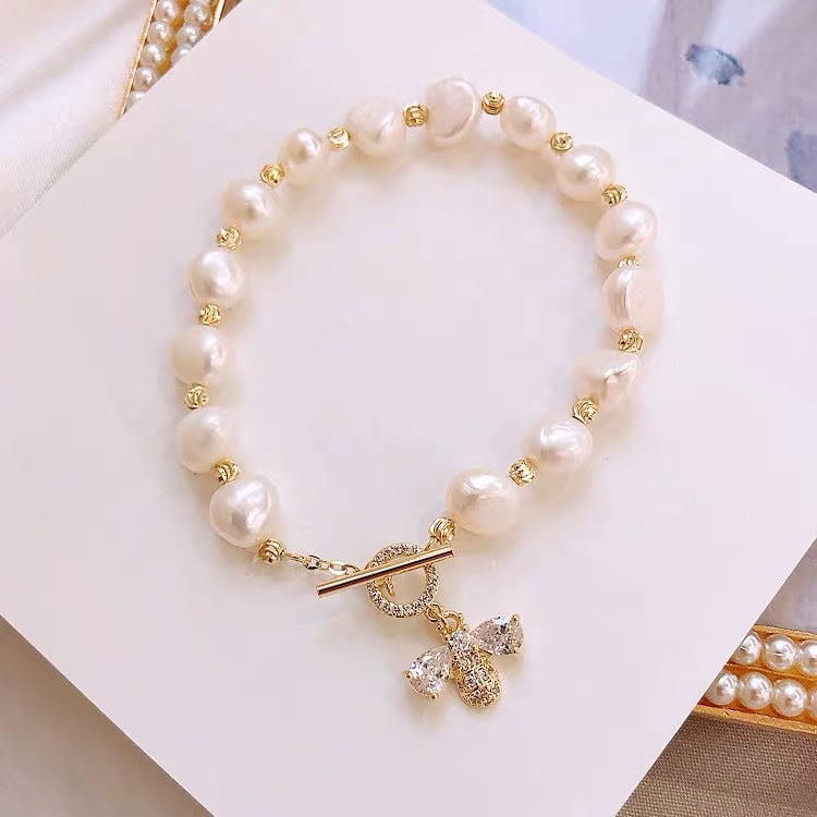 Natural Pearl Charm Bracelet