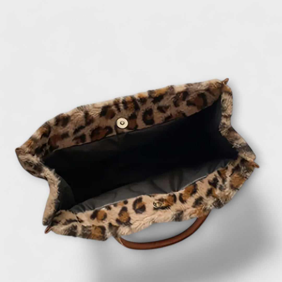 Mia | Chic Leopard Print Plush Tote