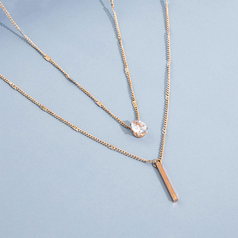 Gold & Silver Double Pendant Necklace