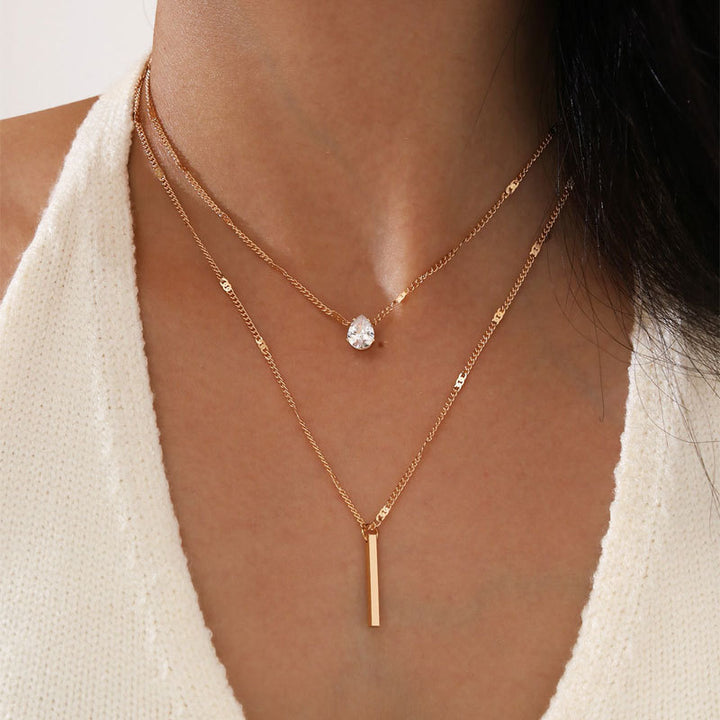 Gold & Silver Double Pendant Necklace