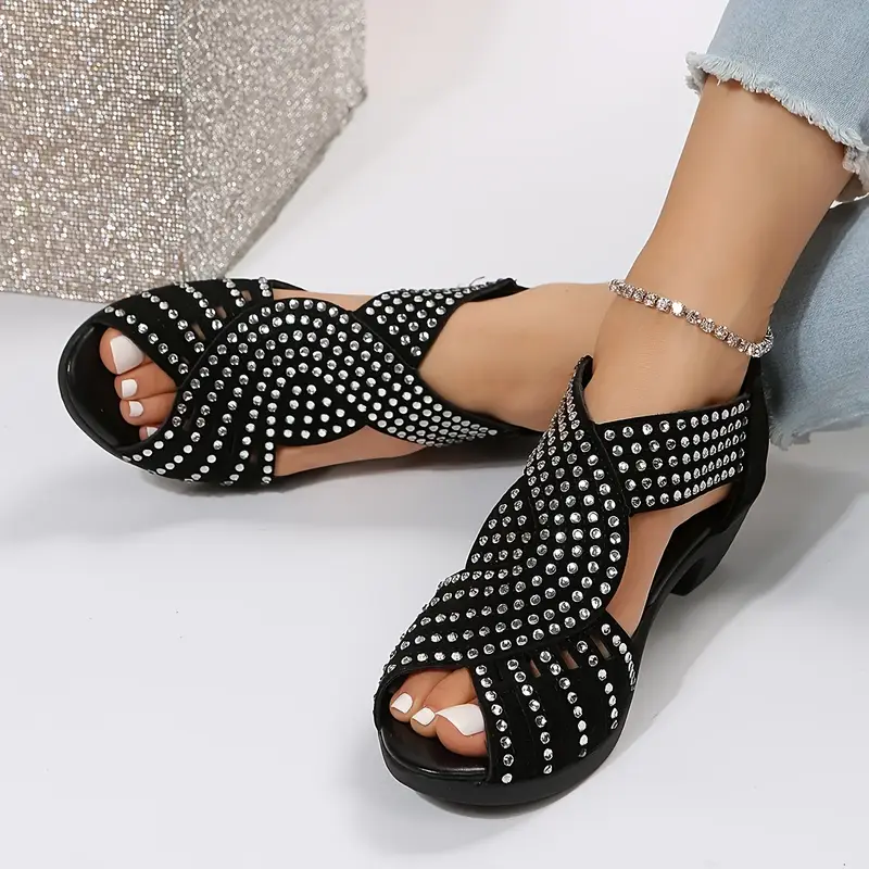 Lisbeth | Crystal Leather Sandals