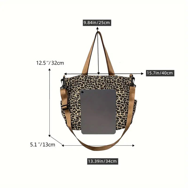 Leopard Print Canvas Crossbody Bag