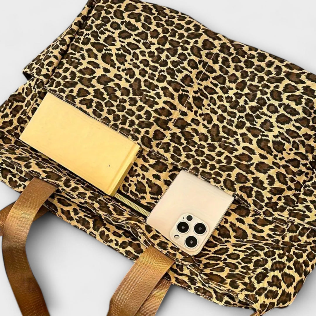 Leopard Print Canvas Crossbody Bag