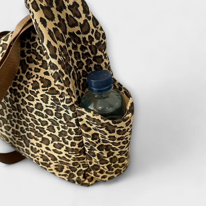 Leopard Print Canvas Crossbody Bag