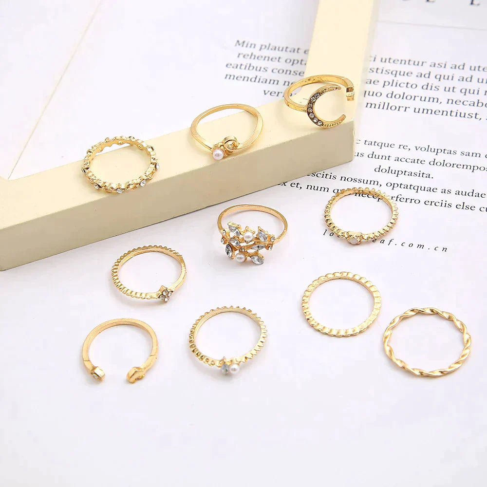 10-Pack Bohemian Silver & Gold Plated Rings