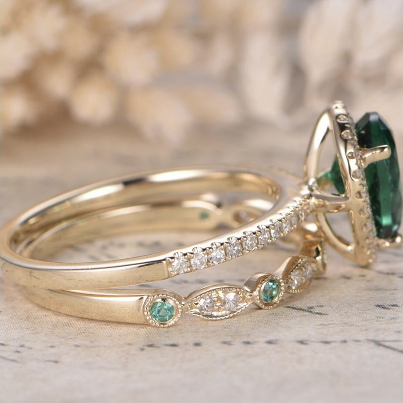 Water Drop Zircon Ring Set