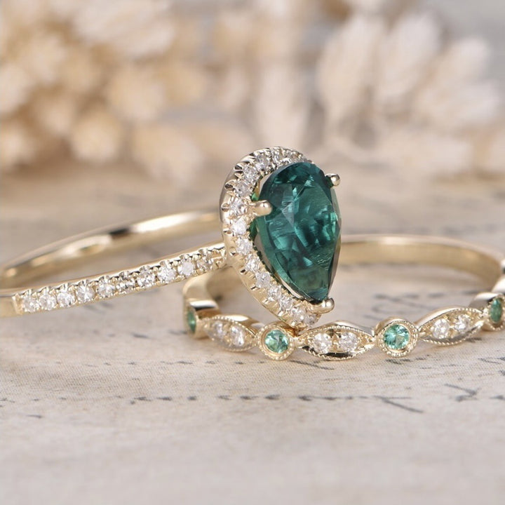 Water Drop Zircon Ring Set