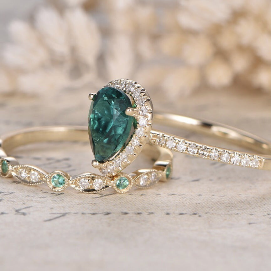 Water Drop Zircon Ring Set