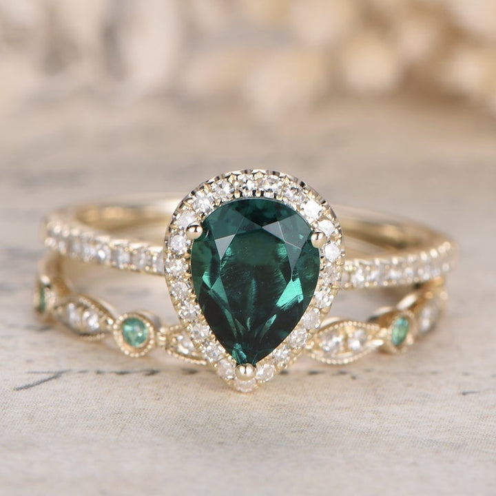 Water Drop Zircon Ring Set