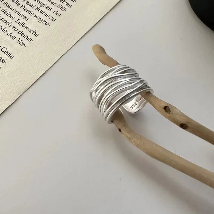 Silver Adjustable Multi-Thread Ring
