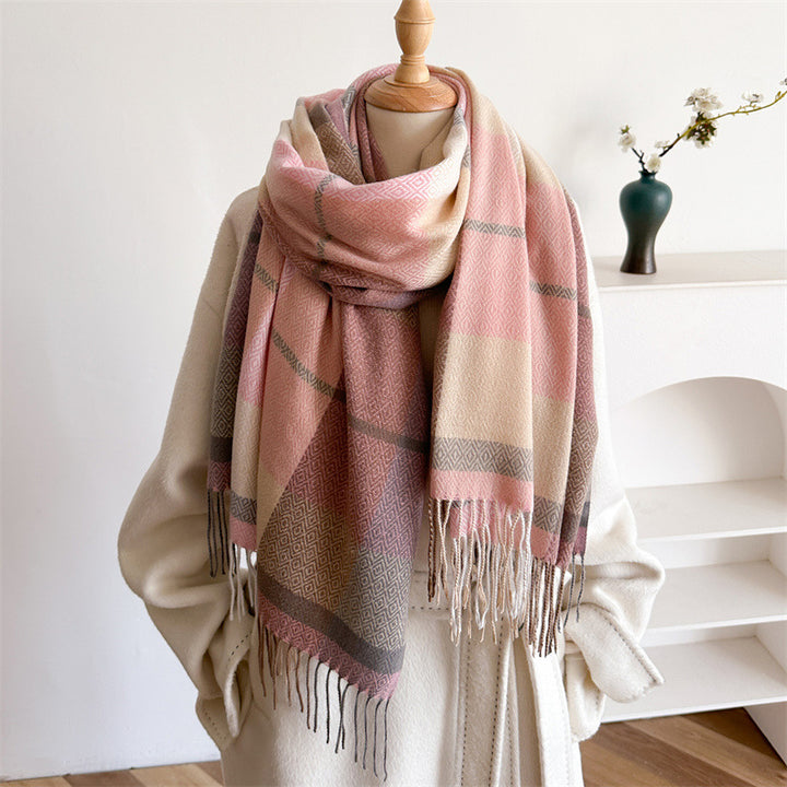 Luna | Lengthened Tassel Plaid Scarf