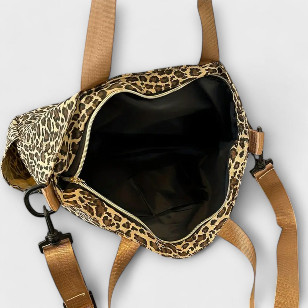 Leopard Print Canvas Crossbody Bag