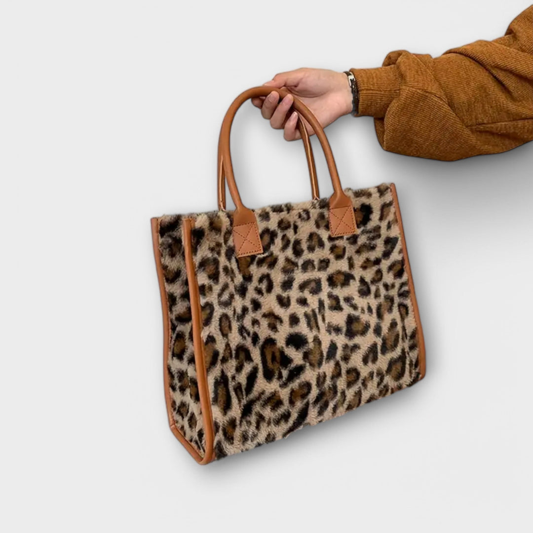 Mia | Chic Leopard Print Plush Tote