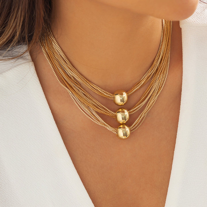 Gold Statement Ball Pendant Necklace