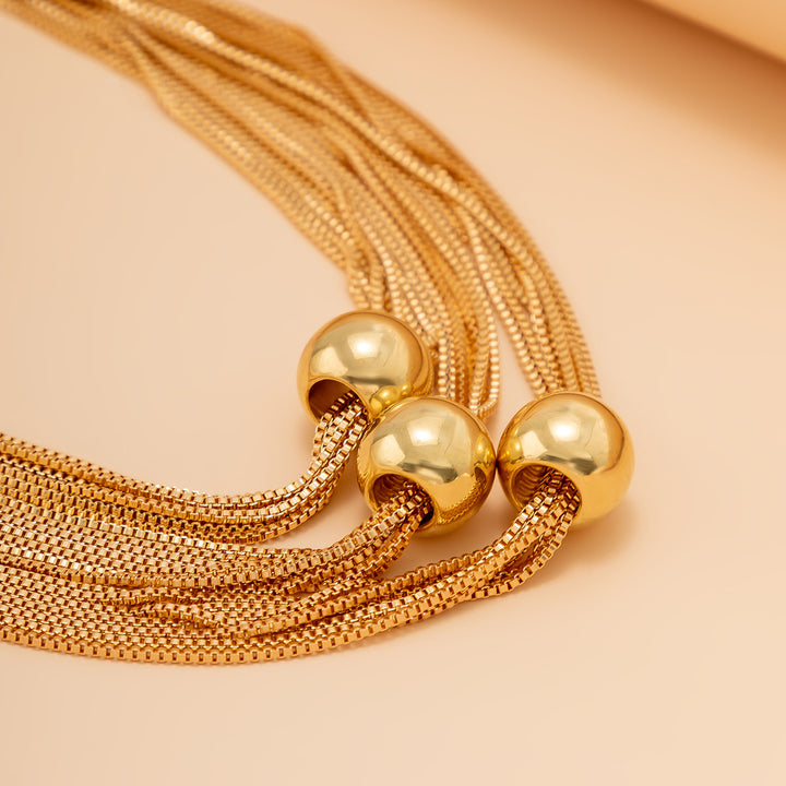 Gold Statement Ball Pendant Necklace