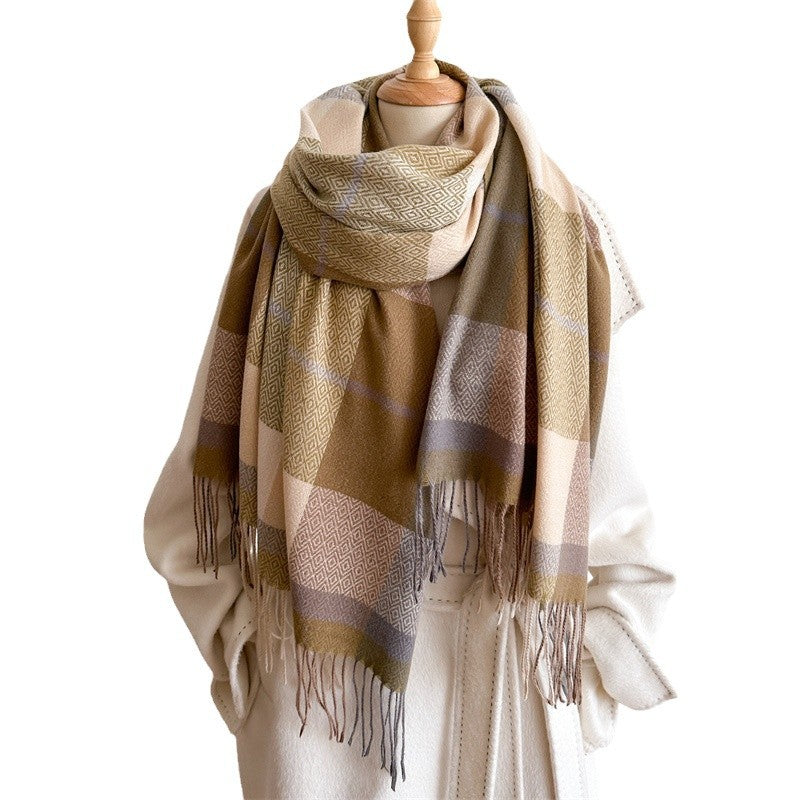 Luna | Lengthened Tassel Plaid Scarf