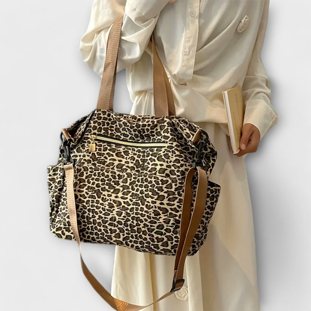 Leopard Print Canvas Crossbody Bag